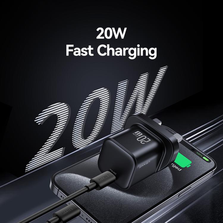 شاحن سريع صغير USAMS CC274 20 واط GaN USB-C / Type-C، قابس المملكة المتحدة