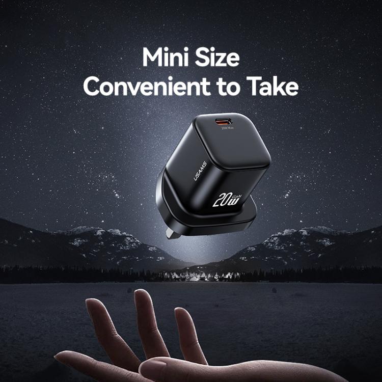شاحن سريع صغير USAMS CC274 20 واط GaN USB-C / Type-C، قابس المملكة المتحدة