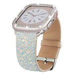 سوار ساعة جلد مع ترتر لامع من xDfind، لساعة آبل 42 / 44 / 45 / 46 / 49مم، لساعة آبل 38 / 40 / 41 / S10 42مم