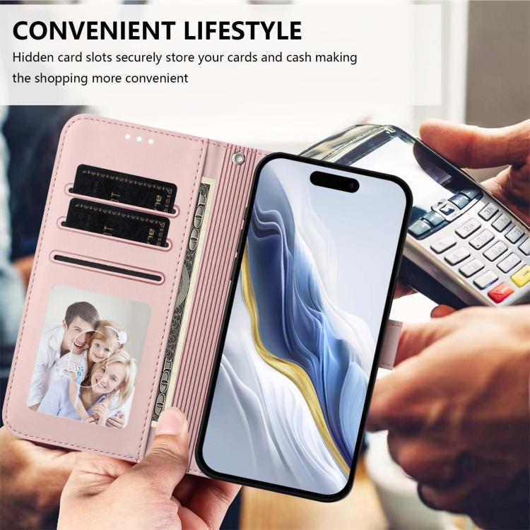 غطاء هاتف جلدي منقوش بقلب وقطة مع حزام يد، لهواتف iPhone Air، iPhone 16 Pro Max، iPhone 16 Pro، iPhone 16 Plus