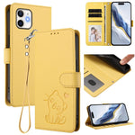 غطاء هاتف جلدي بنقش قلب وقطة مع حزام يد، لهواتف iPhone 11 Pro Max، iPhone 11، iPhone 11 Pro، iPhone X / XS