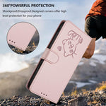 غطاء هاتف جلدي بنقش قلب وقطة مع حزام يد، لهواتف iPhone 11 Pro Max، iPhone 11، iPhone 11 Pro، iPhone X / XS