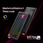 لوحة مفاتيح ميكانيكية قابلة للتبديل الساخن بثلاثة أوضاع ONIKUMA MT706، 81 مفتاح، MT706