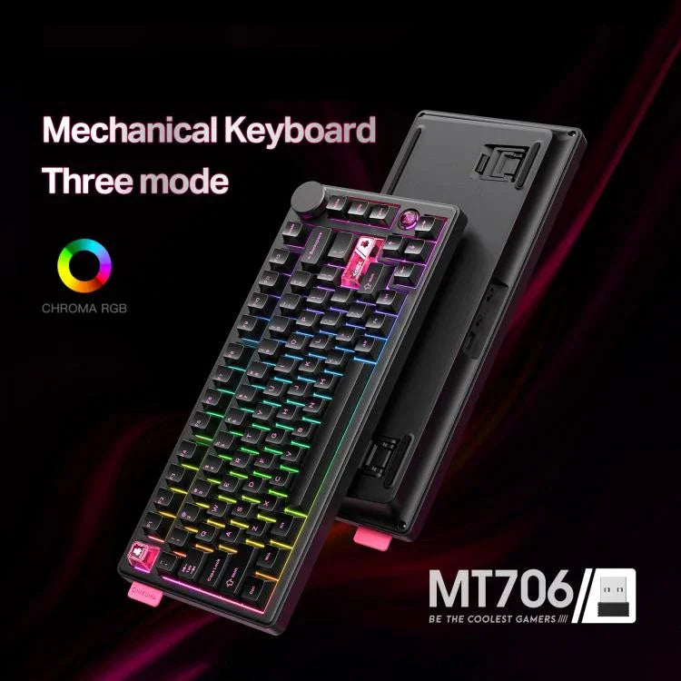 لوحة مفاتيح ميكانيكية قابلة للتبديل الساخن بثلاثة أوضاع ONIKUMA MT706، 81 مفتاح، MT706