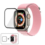 سوار ساعة نايلون بحلقة إبزيم مع فيلم منحني ثلاثي الأبعاد، لـ Apple Watch Ultra 2 / 1 مقاس 49مم