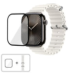 سوار ساعة سيليكون محيطي مع فيلم منحني ثلاثي الأبعاد، لسلسلة Apple Watch 10 مقاس 46مم، لسلسلة Apple Watch 10 مقاس 42مم، لسلسلة Apple Watch مقاس 44مم