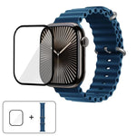 سوار ساعة سيليكون محيطي مع فيلم منحني ثلاثي الأبعاد، لسلسلة Apple Watch 10 مقاس 46مم، لسلسلة Apple Watch 10 مقاس 42مم، لسلسلة Apple Watch مقاس 44مم