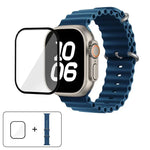 سوار ساعة سيليكون محيطي مع فيلم منحني ثلاثي الأبعاد، لسلسلة Apple Watch مقاس 40مم، لـ Apple Watch Ultra 2 / 1 مقاس 49مم، لسلسلة Apple Watch مقاس 45مم