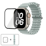 سوار ساعة سيليكون محيطي مع فيلم منحني ثلاثي الأبعاد، لسلسلة Apple Watch مقاس 40مم، لـ Apple Watch Ultra 2 / 1 مقاس 49مم، لسلسلة Apple Watch مقاس 45مم