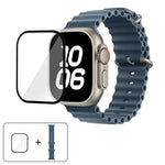 سوار ساعة سيليكون محيطي مع فيلم منحني ثلاثي الأبعاد، لسلسلة Apple Watch مقاس 40مم، لـ Apple Watch Ultra 2 / 1 مقاس 49مم، لسلسلة Apple Watch مقاس 45مم