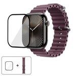 سوار ساعة سيليكون محيطي مع فيلم منحني ثلاثي الأبعاد، لسلسلة Apple Watch مقاس 40مم، لـ Apple Watch Ultra 2 / 1 مقاس 49مم، لسلسلة Apple Watch مقاس 45مم