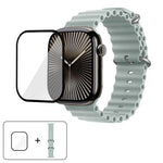 سوار ساعة سيليكون محيطي مع فيلم منحني ثلاثي الأبعاد، لسلسلة Apple Watch مقاس 41مم، لسلسلة Apple Watch مقاس 38مم، لسلسلة Apple Watch مقاس 42مم