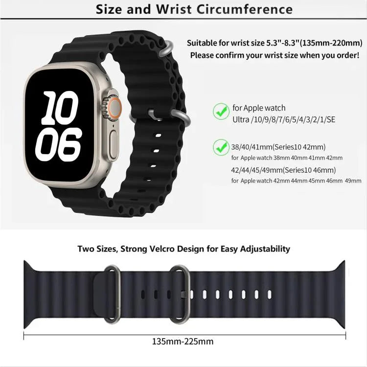 سوار ساعة سيليكون محيطي مع فيلم منحني ثلاثي الأبعاد، لسلسلة Apple Watch مقاس 41مم، لسلسلة Apple Watch مقاس 38مم، لسلسلة Apple Watch مقاس 42مم