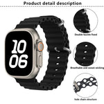 سوار ساعة سيليكون محيطي مع فيلم منحني ثلاثي الأبعاد، لسلسلة Apple Watch مقاس 40مم، لـ Apple Watch Ultra 2 / 1 مقاس 49مم، لسلسلة Apple Watch مقاس 45مم