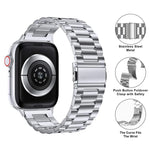 Three Beads Stainless Steel Watch Band with 3D Curved Film, For Apple Watch Series 10 46mm, For Apple Watch Series 10 42mm, For Apple Watch Series 44mm, For Apple Watch Series 40mm