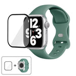 سوار ساعة سيليكون بحلقة إبزيم فراشة مع فيلم منحني ثلاثي الأبعاد، لسلسلة Apple Watch 10 مقاس 46مم، لسلسلة Apple Watch 10 مقاس 42مم، لسلسلة Apple Watch مقاس 44مم
