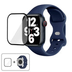 سوار ساعة سيليكون بحلقة إبزيم فراشة مع فيلم منحني ثلاثي الأبعاد، لسلسلة Apple Watch 10 مقاس 46مم، لسلسلة Apple Watch 10 مقاس 42مم، لسلسلة Apple Watch مقاس 44مم
