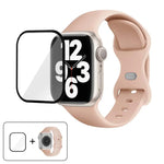 سوار ساعة سيليكون بحلقة إبزيم فراشة مع فيلم منحني ثلاثي الأبعاد، لسلسلة Apple Watch مقاس 40مم، لـ Apple Watch Ultra 2 / 1 مقاس 49مم، لسلسلة Apple Watch مقاس 45مم