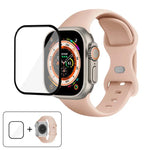 سوار ساعة سيليكون بحلقة إبزيم فراشة مع فيلم منحني ثلاثي الأبعاد، لسلسلة Apple Watch مقاس 40مم، لـ Apple Watch Ultra 2 / 1 مقاس 49مم، لسلسلة Apple Watch مقاس 45مم