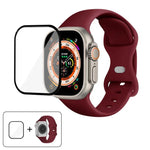 سوار ساعة سيليكون بحلقة إبزيم فراشة مع فيلم منحني ثلاثي الأبعاد، لسلسلة Apple Watch مقاس 40مم، لـ Apple Watch Ultra 2 / 1 مقاس 49مم، لسلسلة Apple Watch مقاس 45مم