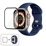 سوار ساعة سيليكون بحلقة إبزيم فراشة مع فيلم منحني ثلاثي الأبعاد، لسلسلة Apple Watch مقاس 40مم، لـ Apple Watch Ultra 2 / 1 مقاس 49مم، لسلسلة Apple Watch مقاس 45مم