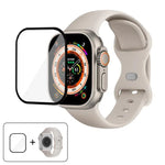 سوار ساعة سيليكون بحلقة إبزيم فراشة مع فيلم منحني ثلاثي الأبعاد، لسلسلة Apple Watch مقاس 40مم، لـ Apple Watch Ultra 2 / 1 مقاس 49مم، لسلسلة Apple Watch مقاس 45مم