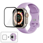 سوار ساعة سيليكون بحلقة إبزيم فراشة مع فيلم منحني ثلاثي الأبعاد، لسلسلة Apple Watch مقاس 40مم، لـ Apple Watch Ultra 2 / 1 مقاس 49مم، لسلسلة Apple Watch مقاس 45مم