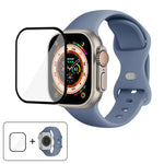 سوار ساعة سيليكون بحلقة إبزيم فراشة مع فيلم منحني ثلاثي الأبعاد، لسلسلة Apple Watch مقاس 40مم، لـ Apple Watch Ultra 2 / 1 مقاس 49مم، لسلسلة Apple Watch مقاس 45مم