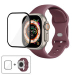 سوار ساعة سيليكون بحلقة إبزيم فراشة مع فيلم منحني ثلاثي الأبعاد، لسلسلة Apple Watch مقاس 40مم، لـ Apple Watch Ultra 2 / 1 مقاس 49مم، لسلسلة Apple Watch مقاس 45مم