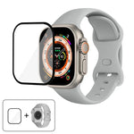سوار ساعة سيليكون بحلقة إبزيم فراشة مع فيلم منحني ثلاثي الأبعاد، لسلسلة Apple Watch مقاس 40مم، لـ Apple Watch Ultra 2 / 1 مقاس 49مم، لسلسلة Apple Watch مقاس 45مم