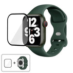 سوار ساعة سيليكون بحلقة إبزيم فراشة مع فيلم منحني ثلاثي الأبعاد، لسلسلة Apple Watch مقاس 41مم، لسلسلة Apple Watch مقاس 38مم، لسلسلة Apple Watch مقاس 42مم