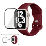 سوار ساعة سيليكون بحلقة إبزيم فراشة مع فيلم منحني ثلاثي الأبعاد، لسلسلة Apple Watch مقاس 41مم، لسلسلة Apple Watch مقاس 38مم، لسلسلة Apple Watch مقاس 42مم