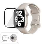 سوار ساعة سيليكون بحلقة إبزيم فراشة مع فيلم منحني ثلاثي الأبعاد، لسلسلة Apple Watch مقاس 41مم، لسلسلة Apple Watch مقاس 38مم، لسلسلة Apple Watch مقاس 42مم