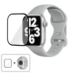 سوار ساعة سيليكون بحلقة إبزيم فراشة مع فيلم منحني ثلاثي الأبعاد، لسلسلة Apple Watch مقاس 41مم، لسلسلة Apple Watch مقاس 38مم، لسلسلة Apple Watch مقاس 42مم