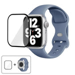 سوار ساعة سيليكون بحلقة إبزيم فراشة مع فيلم منحني ثلاثي الأبعاد، لسلسلة Apple Watch مقاس 41مم، لسلسلة Apple Watch مقاس 38مم، لسلسلة Apple Watch مقاس 42مم