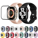 سوار ساعة سيليكون بحلقة إبزيم فراشة مع فيلم منحني ثلاثي الأبعاد، لسلسلة Apple Watch مقاس 40مم، لـ Apple Watch Ultra 2 / 1 مقاس 49مم، لسلسلة Apple Watch مقاس 45مم