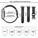 سوار ساعة سيليكون بحلقة إبزيم فراشة مع فيلم منحني ثلاثي الأبعاد، لسلسلة Apple Watch مقاس 41مم، لسلسلة Apple Watch مقاس 38مم، لسلسلة Apple Watch مقاس 42مم