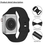 سوار ساعة سيليكون بحلقة إبزيم فراشة مع فيلم منحني ثلاثي الأبعاد، لسلسلة Apple Watch مقاس 41مم، لسلسلة Apple Watch مقاس 38مم، لسلسلة Apple Watch مقاس 42مم