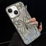 غطاء هاتف TPU مطلي بالكهرباء بنمط الفراشة مع كرتون إيبوكسي، لهواتف iPhone 14، iPhone 14 Pro، iPhone 14 Pro Max، iPhone 13 Pro Max، iPhone 13 Pro، iPhone 13