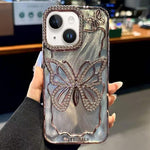 غطاء هاتف TPU مطلي بالكهرباء بنمط الفراشة مع كرتون إيبوكسي، لهواتف iPhone 14، iPhone 14 Pro، iPhone 14 Pro Max، iPhone 13 Pro Max، iPhone 13 Pro، iPhone 13