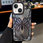 غطاء هاتف TPU مطلي بالكهرباء بنمط الفراشة مع كرتون إيبوكسي، لهواتف iPhone 14، iPhone 14 Pro، iPhone 14 Pro Max، iPhone 13 Pro Max، iPhone 13 Pro، iPhone 13