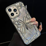 غطاء هاتف TPU مطلي بالكهرباء بنمط الفراشة مع كرتون إيبوكسي، لهواتف iPhone 14، iPhone 14 Pro، iPhone 14 Pro Max، iPhone 13 Pro Max، iPhone 13 Pro، iPhone 13