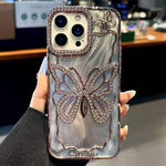 غطاء هاتف TPU مطلي بالكهرباء بنمط الفراشة مع كرتون إيبوكسي، لهواتف iPhone 14، iPhone 14 Pro، iPhone 14 Pro Max، iPhone 13 Pro Max، iPhone 13 Pro، iPhone 13