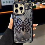 غطاء هاتف TPU مطلي بالكهرباء بنمط الفراشة مع كرتون إيبوكسي، لهواتف iPhone 14، iPhone 14 Pro، iPhone 14 Pro Max، iPhone 13 Pro Max، iPhone 13 Pro، iPhone 13