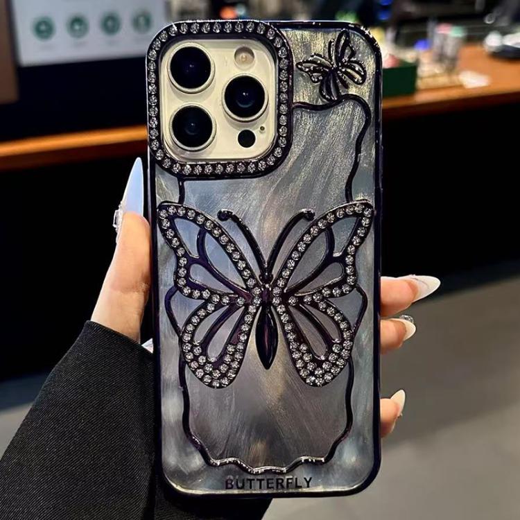 غطاء هاتف TPU مطلي بالكهرباء بنمط الفراشة مع كرتون إيبوكسي، لهواتف iPhone 14، iPhone 14 Pro، iPhone 14 Pro Max، iPhone 13 Pro Max، iPhone 13 Pro، iPhone 13