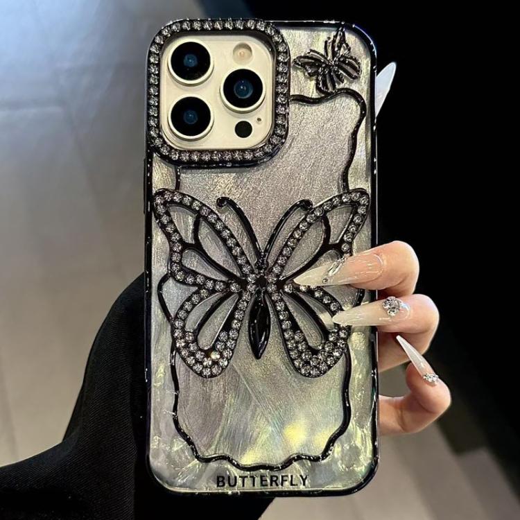 غطاء هاتف TPU مطلي بالكهرباء بنمط الفراشة مع كرتون إيبوكسي، لهواتف iPhone 14، iPhone 14 Pro، iPhone 14 Pro Max، iPhone 13 Pro Max، iPhone 13 Pro، iPhone 13