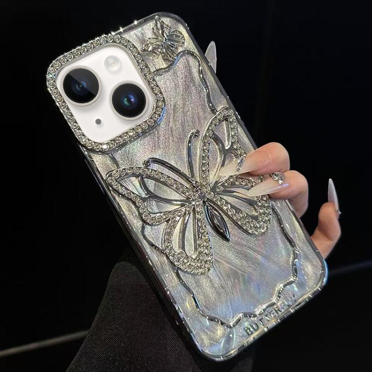 غطاء هاتف TPU مطلي بالكهرباء بنمط الفراشة مع كرتون إيبوكسي، لهواتف iPhone 14، iPhone 14 Pro، iPhone 14 Pro Max، iPhone 13 Pro Max، iPhone 13 Pro، iPhone 13