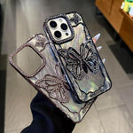 غطاء هاتف TPU مطلي بالكهرباء بنمط الفراشة مع كرتون إيبوكسي، لهواتف iPhone 14، iPhone 14 Pro، iPhone 14 Pro Max، iPhone 13 Pro Max، iPhone 13 Pro، iPhone 13