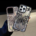 غطاء هاتف TPU مطلي بالكهرباء بنمط الفراشة مع كرتون إيبوكسي، لهواتف iPhone 14، iPhone 14 Pro، iPhone 14 Pro Max، iPhone 13 Pro Max، iPhone 13 Pro، iPhone 13