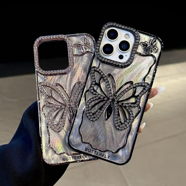 غطاء هاتف TPU مطلي بالكهرباء بنمط الفراشة مع كرتون إيبوكسي، لهواتف iPhone 14، iPhone 14 Pro، iPhone 14 Pro Max، iPhone 13 Pro Max، iPhone 13 Pro، iPhone 13